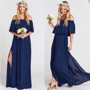 NWT Show Me Your Mumu Hacienda Maxi Dress Rich Navy Crisp Size Small